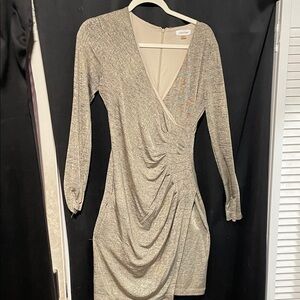 Calvin Klein Gold Long Sleeve Dress